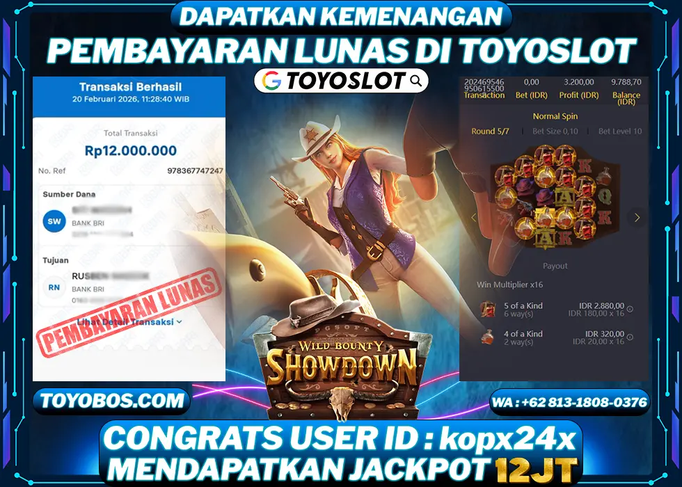 BUKTI KEMENANGAN Wild Bounty Showdown Rp12,000,000- LUNAS